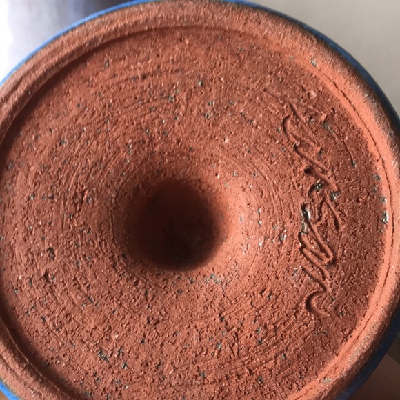 2 Clay Glazed Vases Signed Vintage Perfect - Picture 10 of 12